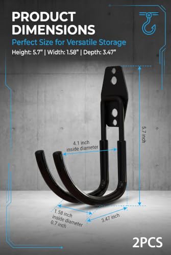 2 PCS EV Charger Holder Wall Mount, Steel Charging Cable Organizer J-Hook, Multifunctional Tool Storage Hook, Universal Bracket Hook for Garage and Outdoor Station (Black)