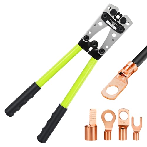 Battery Cable Lug Crimping Tool For Copper Battery Terminal Connectors,Wire Crimper Tool for AWG 10-1/0 battery Cable Ends Crimper Lugs with Wire Shear Cutter - color: Crimper and Cutter