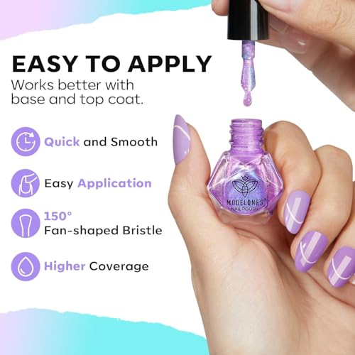 modelones Quick Dry Nail Polish Set, 6 Colors Holographic Aurora Shimmer - color: A0 Aurora Galaxy