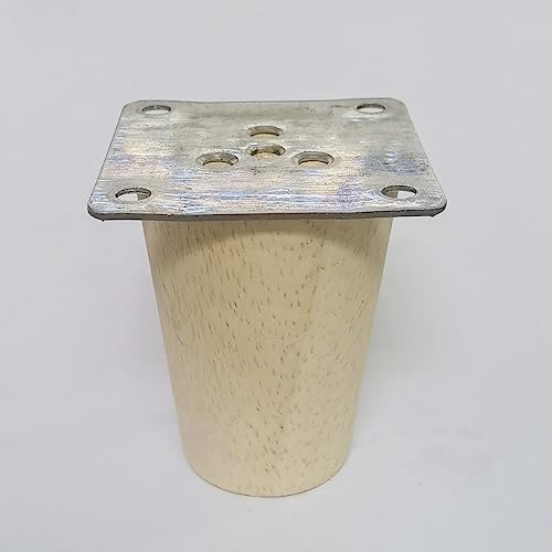 2.5 Inch Wooden Furniture Legs, Solid Wood Cone Shaped Furniture Feet,Table/Cabinet Legs/Desk/Sofa/Bookcase Bun Feet, DIY Wooden Round Legs with Mounting Plate & Screws Set of 4 (2.5 Inch) - size: 2.5 Inch