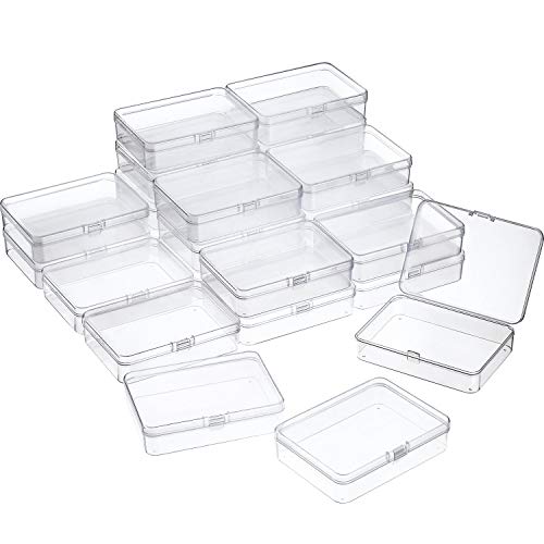 SATINIOR 24 Packs Small Clear Plastic Beads Storage Containers Box with Hinged Lid for Storage of Small Items, Crafts, Jewelry, Hardware(4.5 x 3.3 x 1.2 in) - size: 4.4 x 3.3 x1.2 in