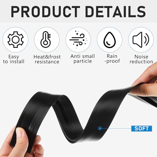 Pushglossy 28 ft Vinyl Sliding Screen Door Bug Seal Strip, Black - color: Black