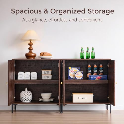 IFGET 34" Tall Modern Arched Sideboard Buffet Cabinet with Storage, Brown - color: Brown, size: 1 Piece