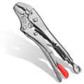 ARROW 5" Curved Jaw Locking Pliers with Screw Extractor | CR-MO Steel Pliers, Adjustable Screw, One-Hand Release, Anti-Slip Handle - size: 5 inch