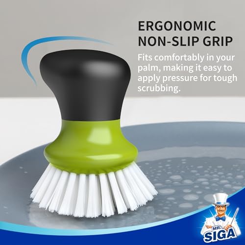 MR.SIGA Dish Scrub Brush, Palm Brush Dish Scrubber, Green, Pack of 2 - color: Green