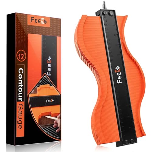 Contour Gauge (12 Inch) with Lock Profile Tool, Birthday Gifts for Men Dad Husband Him Super Contour Duplicator Men Gifts Woodworking Tools Carpenter Tools Construction Outline Angle Measuring Tool - style: 12 inch