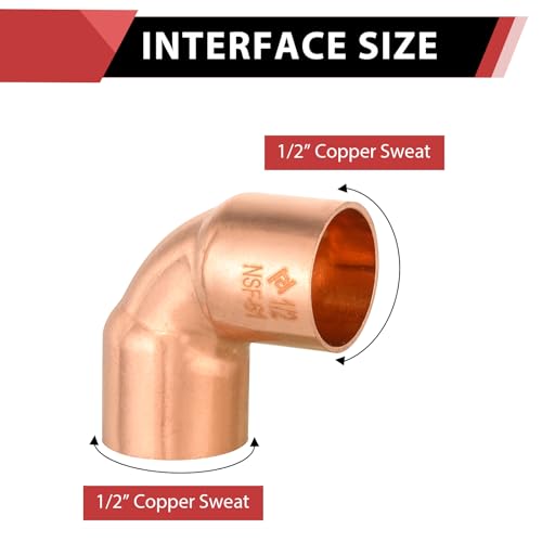 50 Piece EFIELD 1/2" C X C Short Radius Copper 90 Degree Elbow - size: 1/2"x1/2", style: 90 Degree