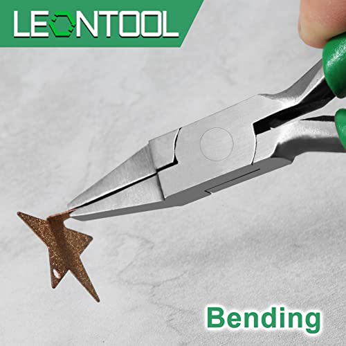 Flat Nose Pliers Smooth Jaw Precision Small Jewelry Beading Making Tool Mini Pliers with Green PVC Handle for Wire Bending Warpping Straightening Shaping Professional DIY Hand Tools - style: Flat Nose Pliers