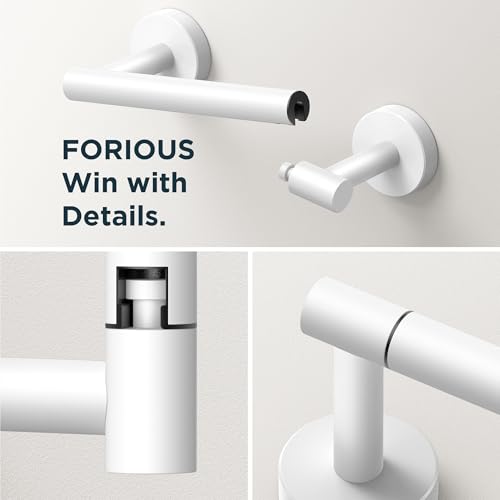 FORIOUS Toilet Paper Holder and Towel Ring Set, Bathroom Accessories Set - color: White