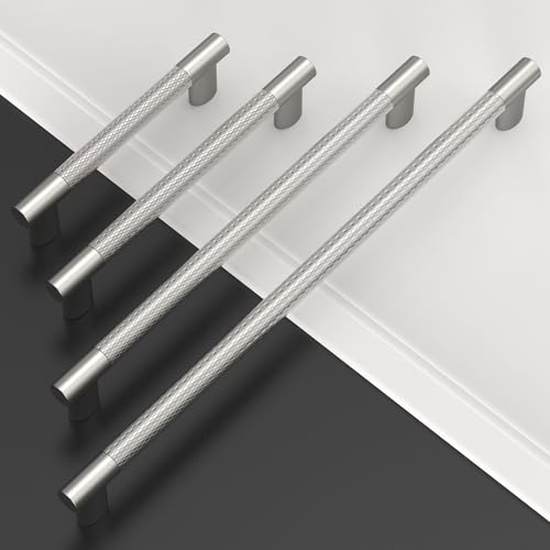 Brushed Nickel Knurled Cabinet Handles Kitchen Pulls 3.75 Inch 10 Pack - color: Brush Satin Nickel, size: 3.75" Hole Center
