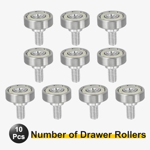 uxcell 10 PCS Drawer Rollers 19mm x 6mm Wheel 4mm Step, Steel Bearing Roller Drawer Pulley Bearing Replacement Wheels for Windows Sliding Door Track Guide, M6 x 10mm Thread - size: 4mm