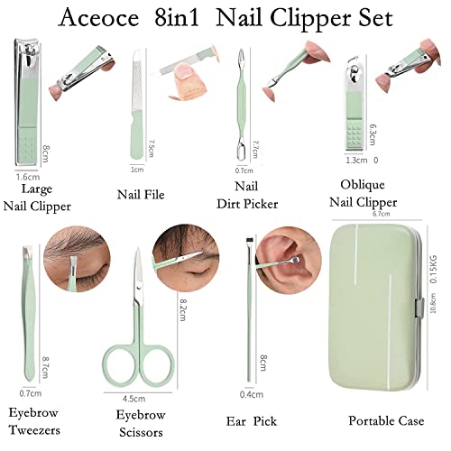 Aceoce Manicure Set Business Gifts Handheld Sized, Nail Clippers Set Tools Luxurious Manicure Set Professional Stainless Steel Nail Clippers with Travel Case for Men Women Teens Parents Colleagues - color: Mint Green