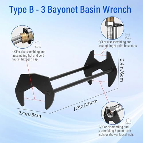 2 Pack Multifunctional Sink Wrench, Plumbing Tool for Tight Spaces, Faucet & Basin Installation Wrench for Kitchen and Bathroom
