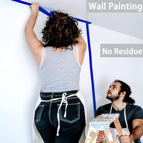 CHUANGSEED 3-Pack Blue Painters Tape 1.88 Inches x 60 Yards Blue Masking Tape Bulk - Sharp Edge Line Technology, Produces Sharp Lines Residue-Free and Artisan Grade Wall Trim Tape - color: Blue