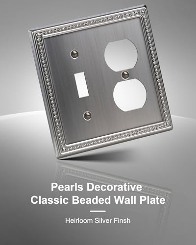 2-Pack Combo Toggle/Duplex Light Switch Cover Plate, Heirloom Silver - color: Heirloom Silver, size: Toggle/Duplex 2PK