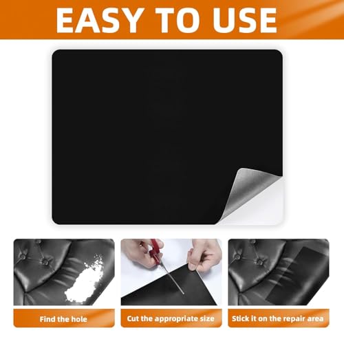 BSZHTECH Leather Repair Tape, Self-Adhesive Leather Repair Patch for Couch Furniture Sofas Car Seats, Advanced PU Vinyl Leather Repair Kit(Black,2Pcs 8.2X11 inch) - color: Black#1, size: 8.2X11IN