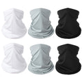 6 Pieces Summer Face Cover Scarf Mens Neck Gaiter For Men Women UV Protection Face Breathable Sun Protection Cycling Running - color: 2 White+2 Light Gray+2 Black