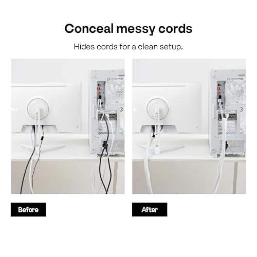 Pixio 10FT Tubing Cable Sleeve – White 1/2 inch Flexible Cable Management Sleeve for PC, Gaming, TV & Office, Wire Organizer for Desk Cable Cleanup - color: White