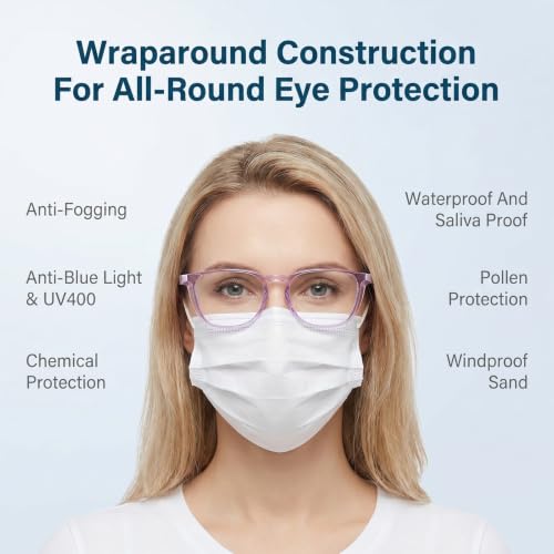 Safety Glasses for Women Anti-Fog Goggles Clear Protective Eyewear