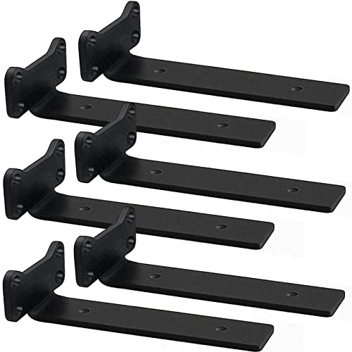 Floating Shelf Brackets Heavy Duty Industrial L Shelf Bracket - 5mm Thick Premium Solid Steel Shelf Supports, Black Rustic Wall Brackets for Shelves - 10 Inch Floating Shelves Hardware (6 Pack) - size: 10 Inch-6 Pack