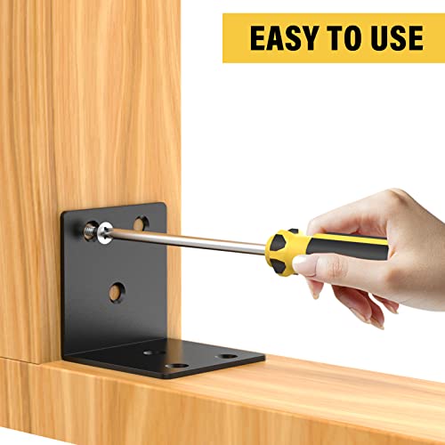 20 Pack 2" 90° Black L Brackets, Heavy Duty Corner Braces for Wood - size: 2 x 2 in
