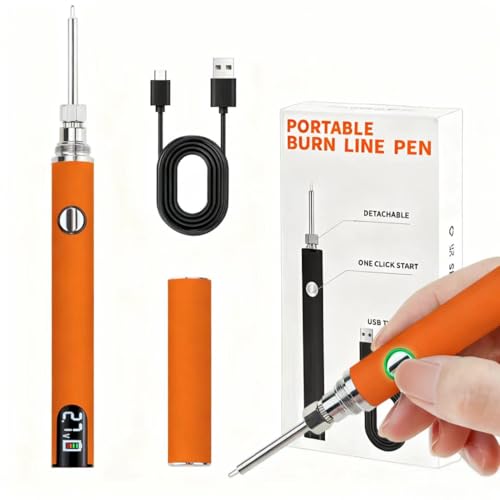 Rechargeable wire burning kit, digital wire burning tool. Suitable for bead stringing, leather craftsmanship, sewing, weaving, wax carving, wood stamping, etc (Orange) - color: Orange