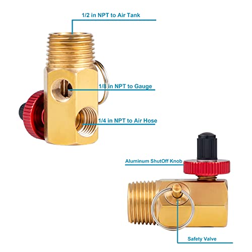 5 Feet Air Tank Repair Kit w/Safety Valve,Performance Tool W10058 Air Tank Repair Kit,Air Tank Valve Kit with Pressure Gauge and 5 Feet Air Tank Hose Assembly kit for Portable Carry Tank - size: 1PC 5 Feet Air Tank Repair Kit