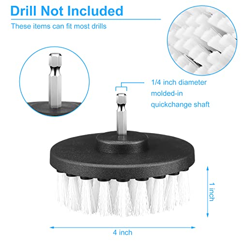 Drill Brush Attachment Power Scrubber Cleaning Kit Multi Purpose Drill Brush Set Drill Scrubber Brush Kit Cleaning Brushes for Drill Bathroom Surfaces Tub Grout Shower Kitchen (White, 6 Pcs)