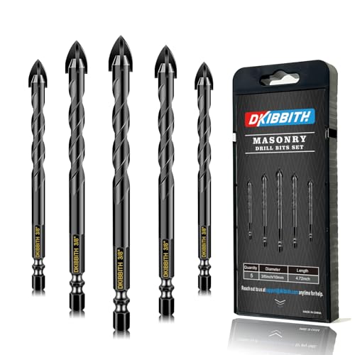5 Pcs 3/8" Masonry Concrete Drill Bit Set for Tile Brick Glass Plastic Wood, Cross Tungsten Carbide Tip, Hex Shank, Work with Ceramic Porcelain Tile Wall Mirror Paver, 3/8 Inch Drill Bits, 10mm - size: 5 Pack 3/8"(10mm)