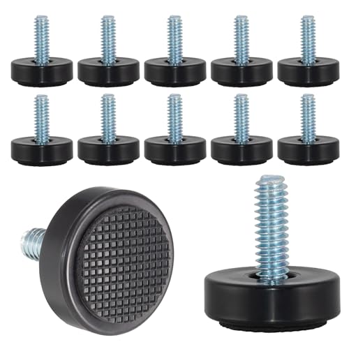 NEWBYTEK 12PK 1/4"-20 Furniture Levelers, Rubber Feet for Light Furniture - size: 1/4"-20 | Install Kit (With Nut)
