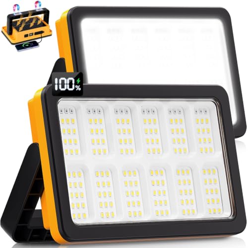 2Pack Solar Rechargeable LED Work Light with Magnetic Stand
