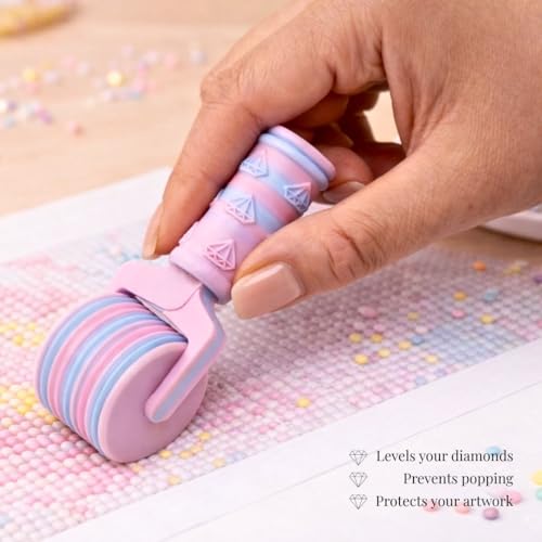 2 Pack Diamond Painting Roller Set with Storage Box – Multi Groove Pressing Tool for Secure Drill Placement, Easy Grip Handle, Diamond Art Accessories