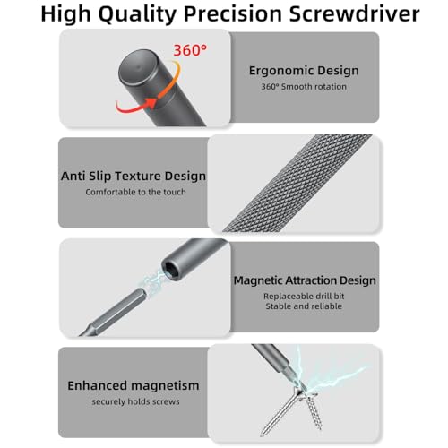 25 in 1 Precision Screwdriver Set, Magnetic Small Screwdriver Kit with 360° Rotating Cap, Mini Repair Tool Set with CR-V Bits for Phone, Laptop, Tablet, Camera, Electronics Repair - color: 25 in 1