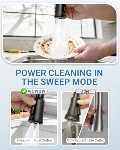 Kitchen Faucet Head Replacement – 304 Stainless Steel 3-Mode Pull Down Spray Head with 13 Adapters, Compatible with Moen Delta Kohler American Standard, Easy DIY Install, Matte Black - color: Matte Black
