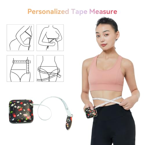 Mini Retractable Soft Tape Measure for Sewing, Fabric, Body Measurements - color: peony+Cherry