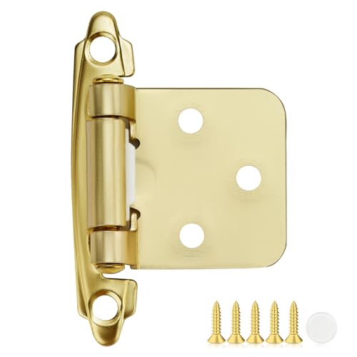 4 Pack 2 Pair Gold Cabinet Hinges, 1/2" Overlay Semi-Concealed Hinges - color: Gold, size: 1/2" Overlay