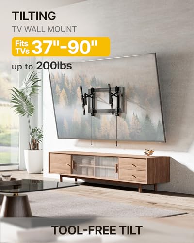 monTEK Heavy Duty Tilting TV Wall Mount Barckt for 37–90" TVs up to 200lbs - size: 37"-90" TV