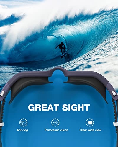 ZIONOR Swim Goggles, G1 SE Swimming Goggles Anti-Fog for Adult Men Women - color: A6-clear Lens Darkblue Frame