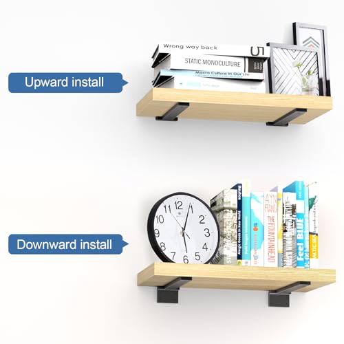 Black L Brackets Metal Heavy Duty Shelf Brackets 6 in 6 Pack , Floating Shelf Bracket for Shelves Support Bracket for DIY Decorative with Screws - size: 6Inch