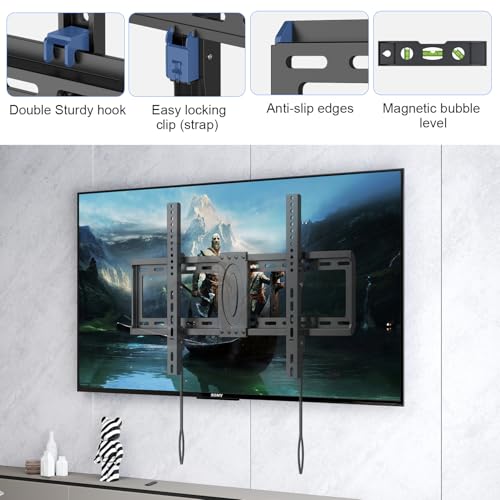Suptek Tilt TV Wall Mount Bracket for Most 37-82 inch TV, Universal Mount with Max 600x400mm VESA and 132lbs Loading Capacity, Fits Studs 24" Apart, Low Profile with Magnetic Bubble Level (MT5082) - size: 37"-82" TV - for wood studs up to 24"