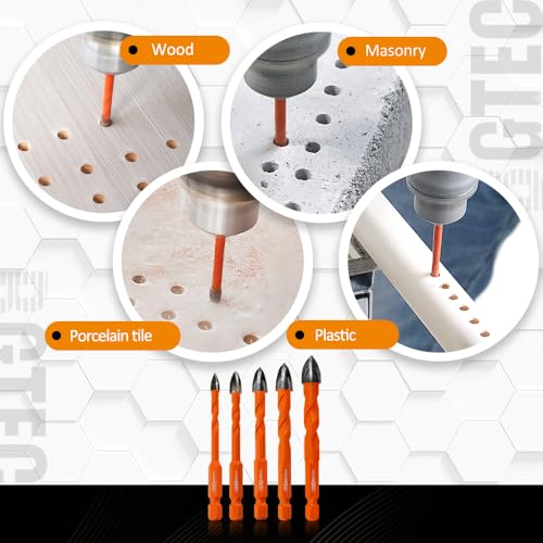 BGTEC Cemented Carbide Drill Bits -10pcs Quick-fit Shank 5MM*5+6MM*5MM Cross Spiral Hard Alloy Drill Bit for Wood Plastic Masonry Ceramic Tile Concrete Marble - size: 10pcs 5MM*5+6MM*5MM