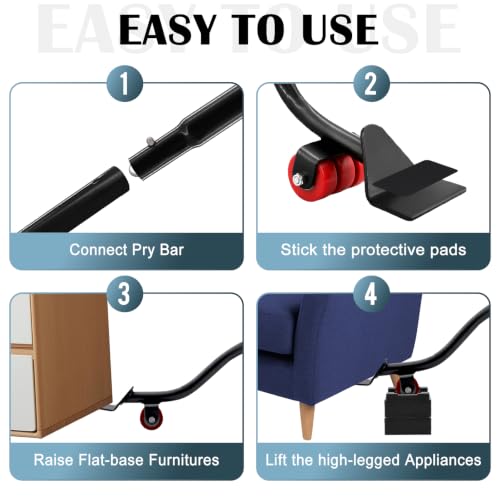 29" Lengthening Furniture Lifter Tool, Appliance Metal Lifter for Furniture - size: Black & Red-29 IN