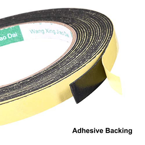 uxcell Sealing Foam Tape 10mm Wide 1mm Thick 5m/16.4ft Long, Self Adhesive Weather Strip for Window Door Insulation, Pack of 2 - size: 10mmx1mmx5m