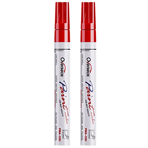 Overseas Red Paint Pens Permanent Markers, 2 Oil Based Paint Makrers - color: Red