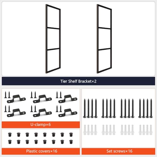 3-Tier Square Shelf Bracket, Wall & Ceiling Mount, 2 Pack - size: 3 Tier Bracket-2 Pack
