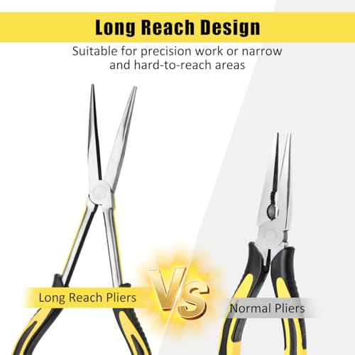 Long Needle Nose Pliers-11’’, for Home,Fishing, Jewelry,Crafts, 2pcs - size: Two-11in