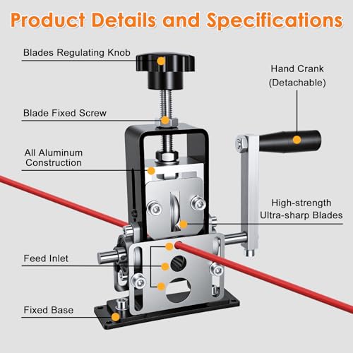 Wire Stripper Machine, 0.06"-1" Manual Wire Stripping Machine, Scrapping Copper Wire Stripper with Replacement Blades, Drill Powered Hand Crank Wire Stripper Tool for Scrap Copper Recycling, Diy