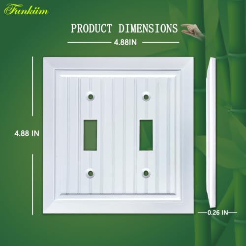 Pure White Classic Beadboard Wall Plates,Light Switch Covers,Electrical Outlet Covers, Switch Plates of Various Combination, Nature Bamboo Fiber Wall plate (2 Gang Toggle 2 Pack) - style: 2 Gang Toggle 2 Pack