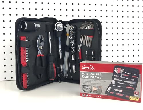Apollo Tools 56 Piece Compact Metric Auto Tool Set, Red DT9775 - style: Metric (Automotive)