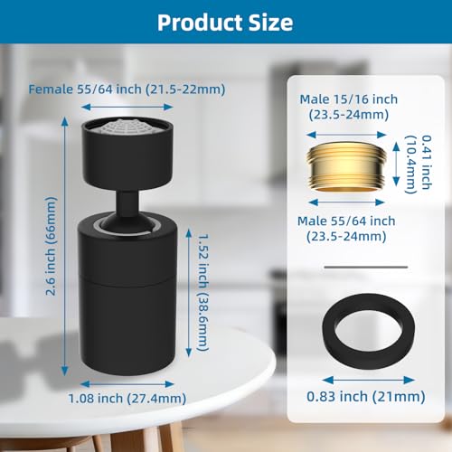 Hibbent NSF/ANSI/CAN 61 Certified Kitchen Faucet Aerator, Matte Black - color: Matte Black, style: Upgraded 360 Degree Faucet Aerator